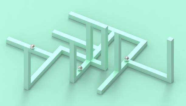 istock Illusion impossible shapes geometry Creative Line up Design on Pastel Green Background - 3d rendering 1131157012