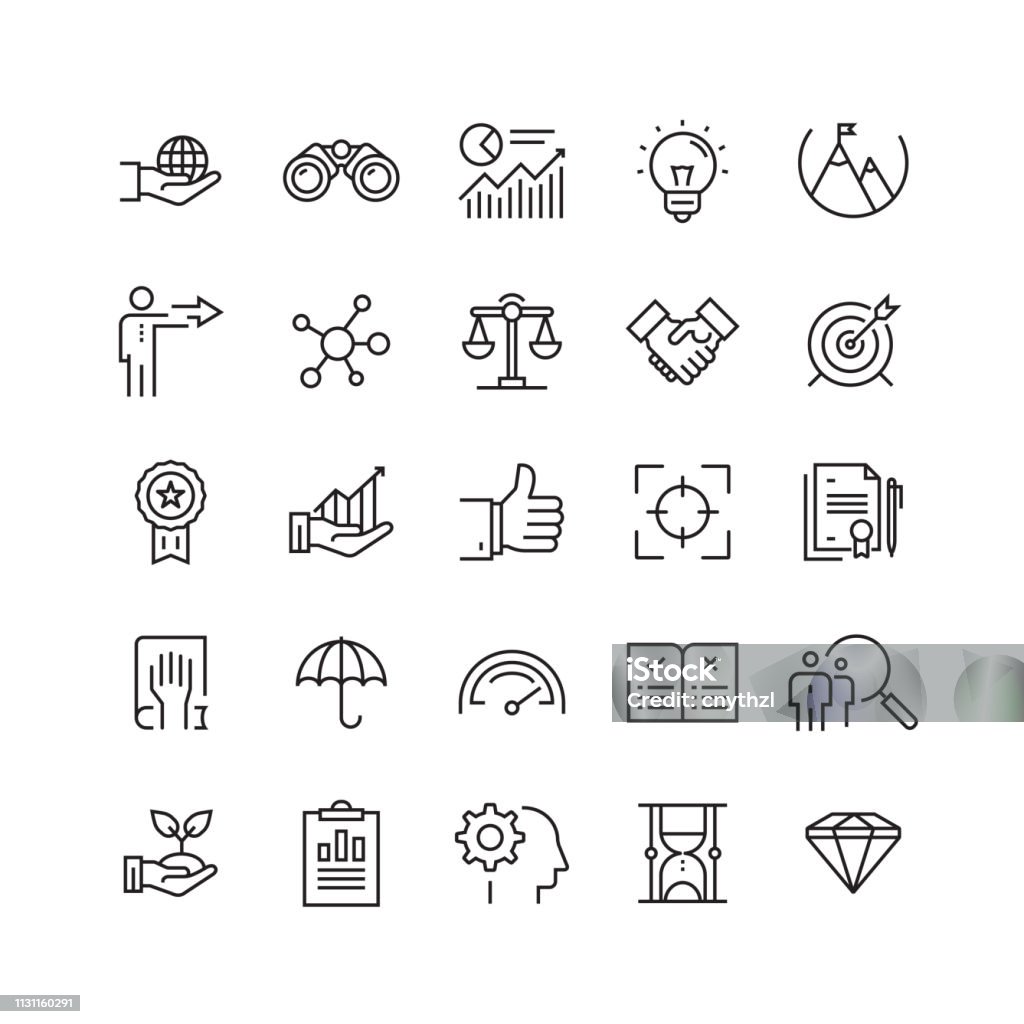 Core Values Related Vector Line Icons Icon stock vector