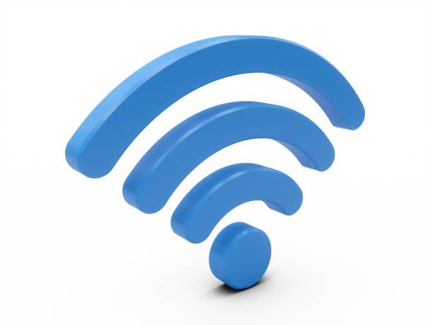 istock 3D Rendering Blue Wifi Wireless Network Symbol isolated on white background 1131161006