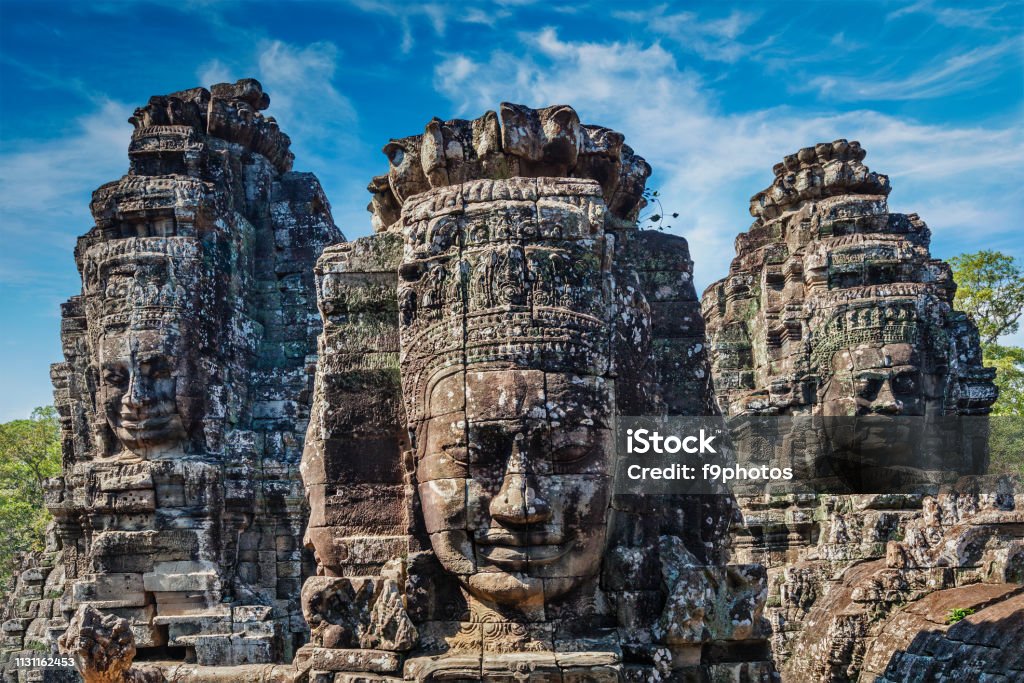 Faces of Bayon temple, Angkor, Cambodia Ancient stone faces of Bayon temple, Angkor, Cambodia Cambodia Stock Photo