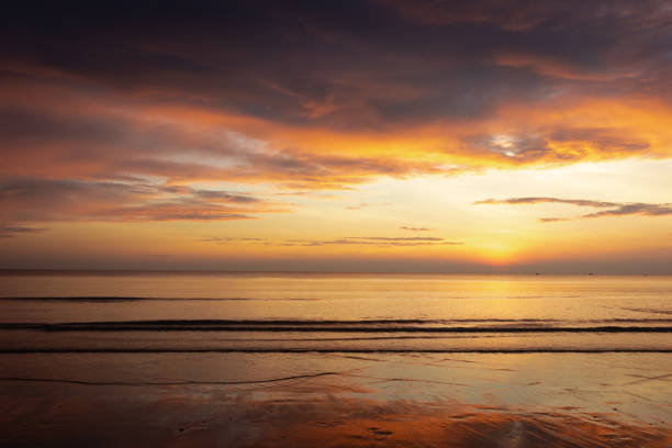 istock Tropical beach at evening sky beautiful sunset. Natural background 1131163103