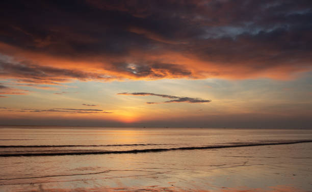 istock Tropical beach at evening sky beautiful sunset. Natural background 1131163736