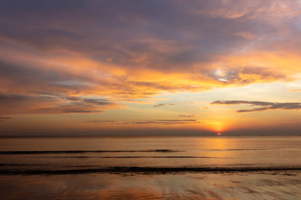istock Tropical beach at evening sky beautiful sunset. Natural background 1131163747