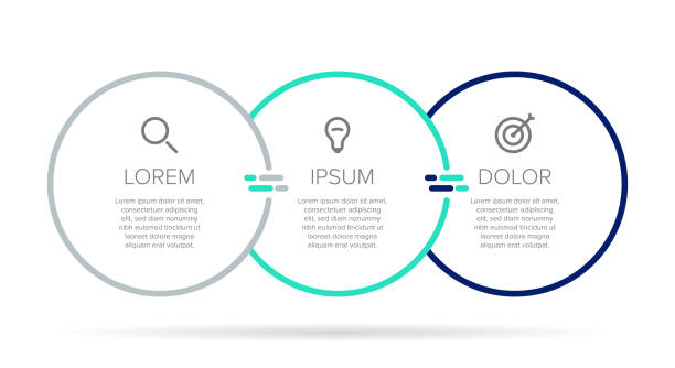 ilustrações de stock, clip art, desenhos animados e ícones de vector infographic label template with icons. 3 options or steps. can be used for info graphics, flow charts, presentations, web sites, banners, printed materials. isolated on white background. - flowing action flow chart process chart