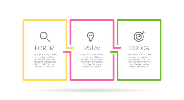 szablon etykiety infograficznej wektorowej z ikonami. 3 opcje lub kroki. infografiki dla koncepcji biznesowej. może być używany do grafiki informacyjnej, schematów blokowych, prezentacji, stron internetowych, banerów, materiałów drukowanych. - jeden przedmiot stock illustrations
