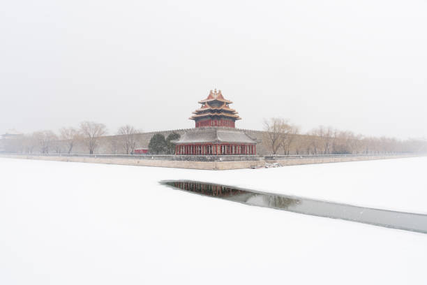 istock Beijing Forbidden City corner tower in snow 1131166074