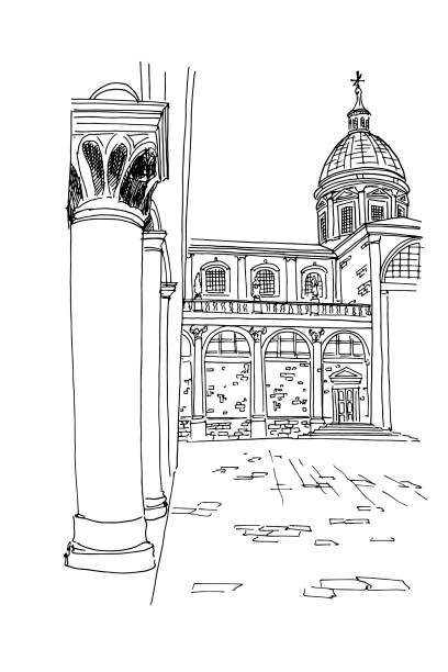istock Vector sketch of cathedral in Dubrovnik, Croatia. 1131166170