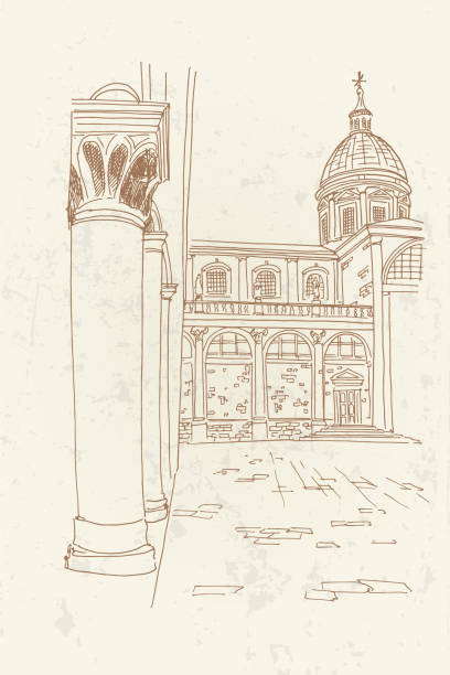 istock Vector sketch of cathedral in Dubrovnik, Croatia. 1131166203