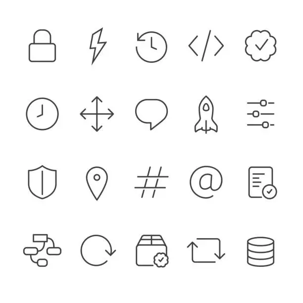 Vector illustration of Front-end and Back-end outline vector icons