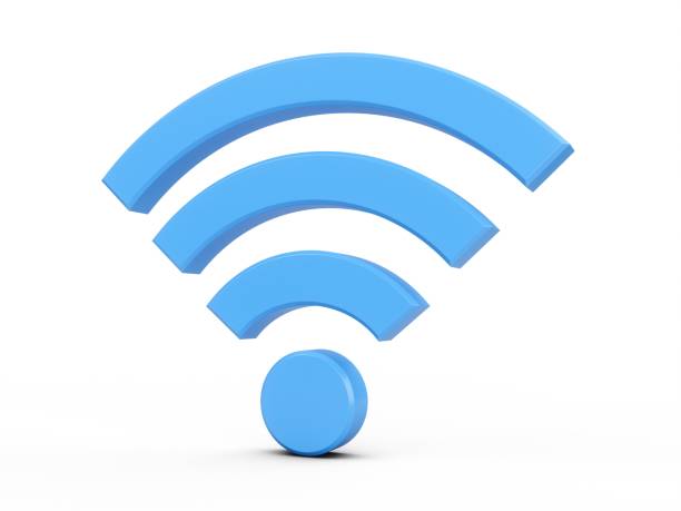 istock 3D Rendering Blue Wifi Wireless Network Symbol isolated on white background 1131167855