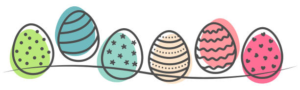다채로운 부활절 달걀 손으로 그린 개요 낙서 - eggs stock illustrations