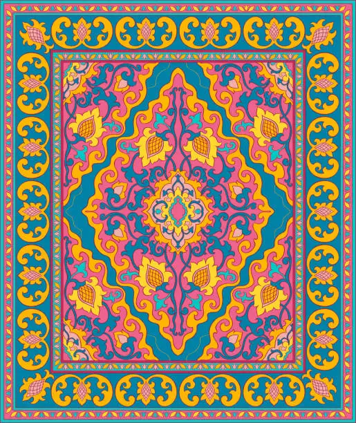 Vector illustration of Colorful template for carpet.