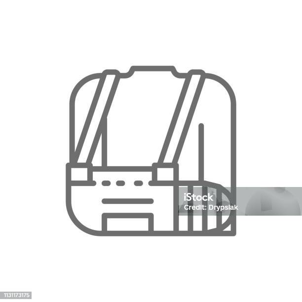 Broken Arm Bandage Injured Man Line Icon Stock Illustration - Download Image Now - Orthopedics, Accidents and Disasters, Arm