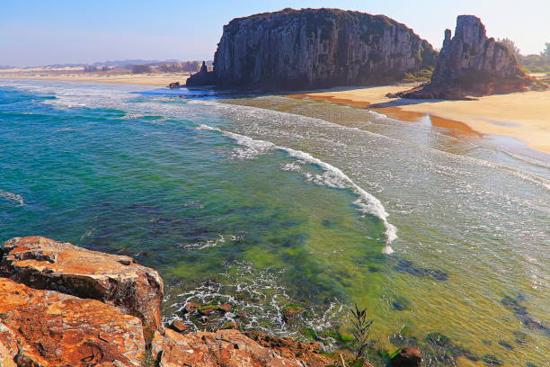 istock Above Sandy beach in Torres city with cliffs rock formations – Rio Grande do Sul 1131173309
