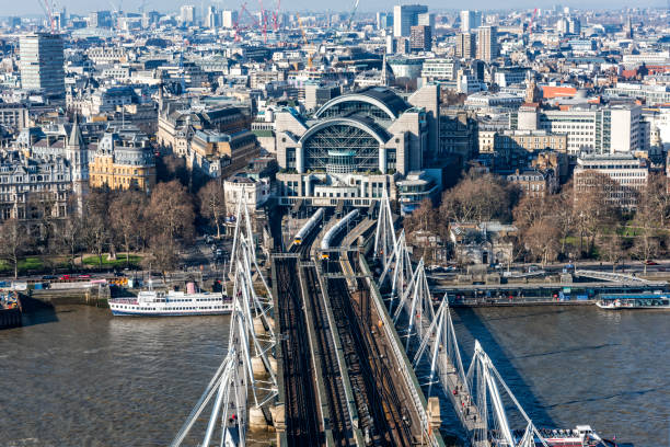 Charing Cross Train station at the shore of Thames River