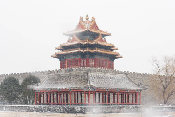 istock Beijing Forbidden City corner tower in snow 1131174249
