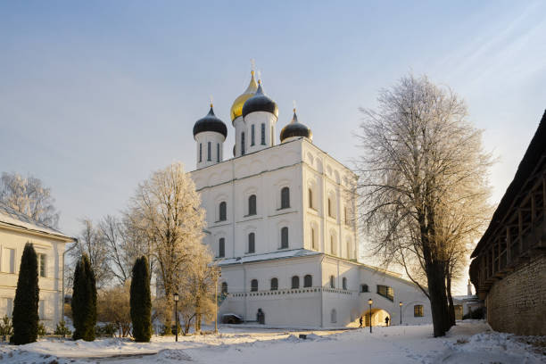 istock Trinity cathedral Pskov. Kremlin Russia. Ancient fortress on the river bank. 1131178421