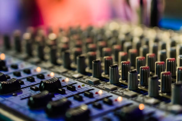 istock The adjusting knobs on a professional audio mixer for sound mixer control. Selective focus. 1131178612
