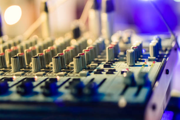 istock The adjusting knobs on a professional audio mixer for sound mixer control. Selective focus. 1131178970