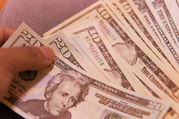istock Set of american dollar bills for background 1131181656