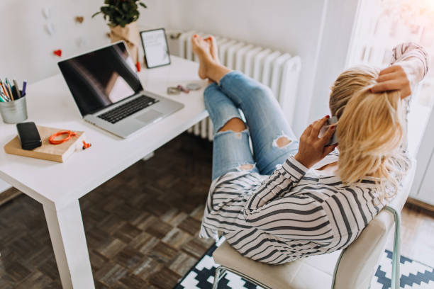 Woman Blogging at home
