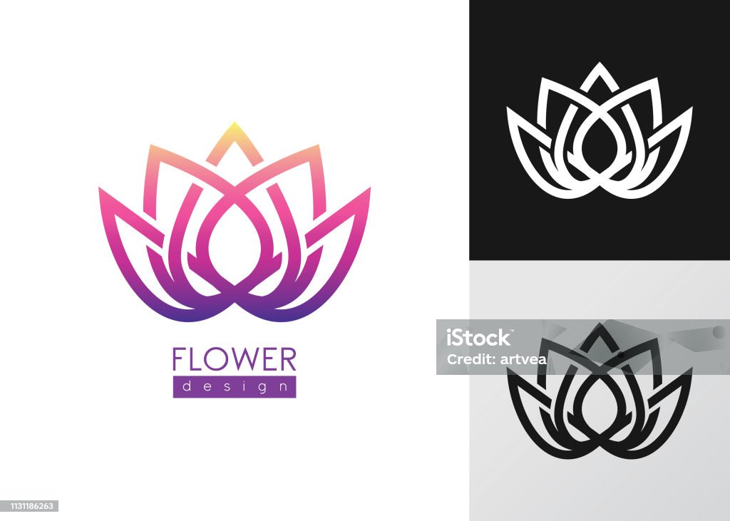 Creative flower inspiration vector logo design template. Vector illustration flower inspiration vector logo design template on white and black backgrounds. Logo stock vector