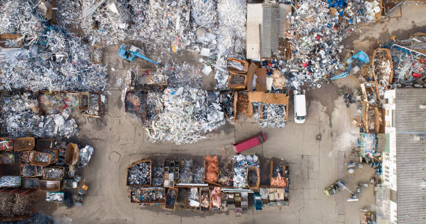 istock Junkyard - aerial view 1131187116