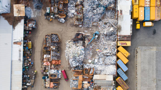 istock Junkyard - aerial view 1131187135