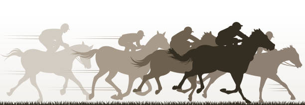 illustrations, cliparts, dessins animés et icônes de silhouette de course - flat racing