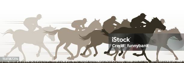 Racing Silhouette Stock Illustration - Download Image Now - Horse Racing, In Silhouette, Horse