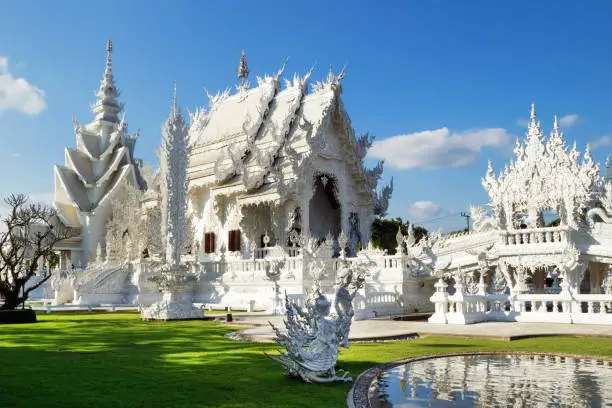 Photo of View on Wat Rong Khun (The White Temple) in Chiang Rai, Thailand.