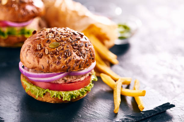 istock Tasty homemade burger with chicken 1131189114