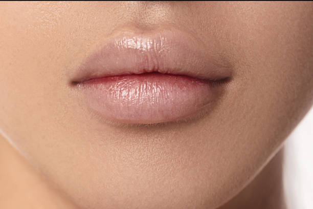 Female lips after augmentation procedure. clean skin. Female lips after augmentation procedure close-up. clean skin. big fat lips stock pictures, royalty-free photos & images
