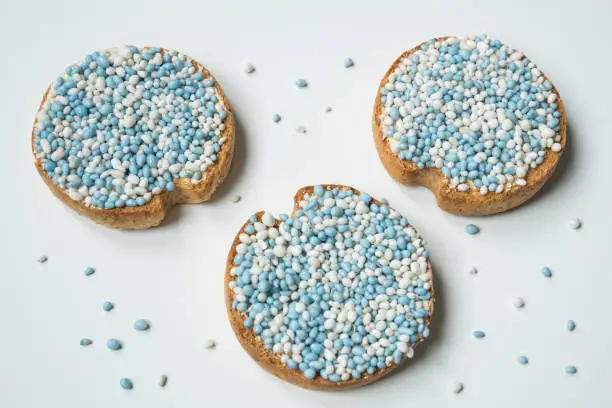 Dutch tradition when a baby boy is born: rusk with muisjes