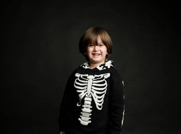 istock Cute baby boy in skeleton costume 1131192416