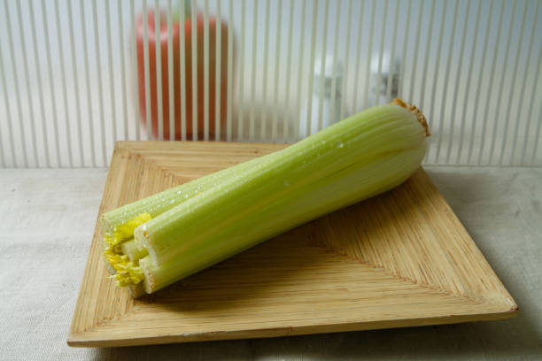 Celery on a wooden Board.