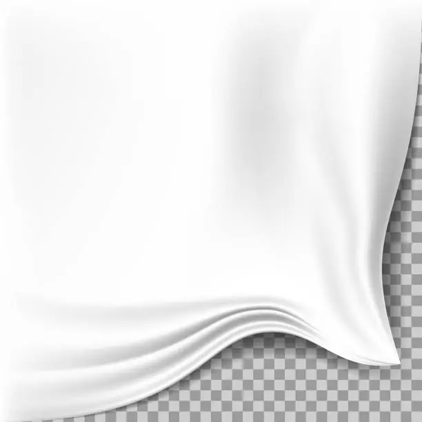 Vector illustration of Ajar first layer of the picture, a blank copy space with folded corner, bed linen folded corner template