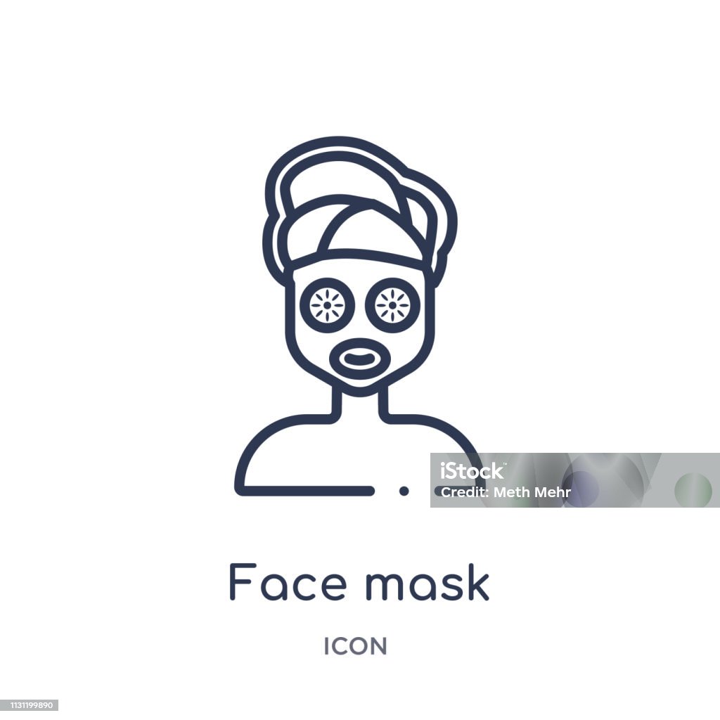 Linear face mask icon from Beauty outline collection. Thin line face mask vector isolated on white background. face mask trendy illustration Alternative Therapy stock vector