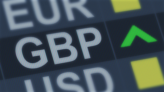 British pound rising, world exchange market, currency rate fluctuating, finance