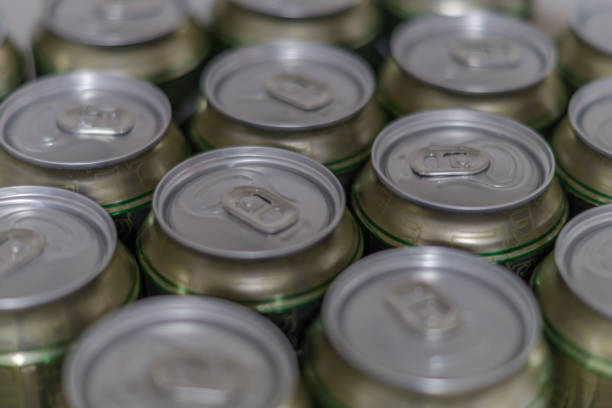 istock Cans of beer in brewery, closeup 1131200422