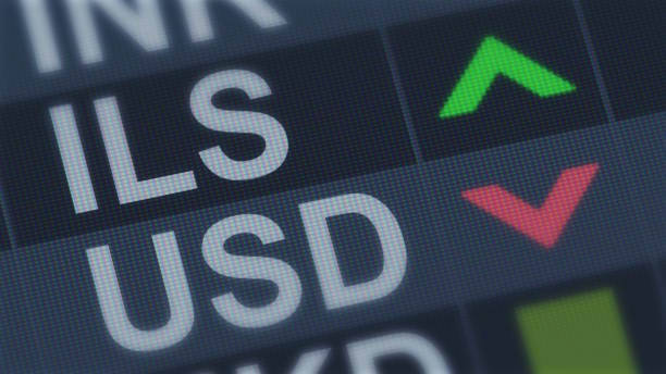 istock Israeli shekel rising, American dollar falling, exchange rate fluctuations 1131200492