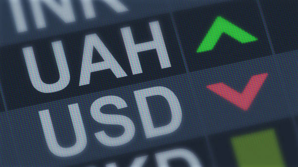 istock Ukrainian hryvnia rising, American dollar falling, exchange rate fluctuations 1131200543