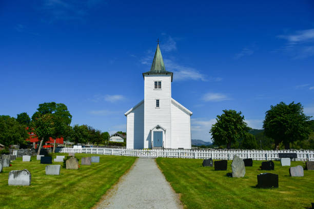 istock white woden church in Norway 1131200671