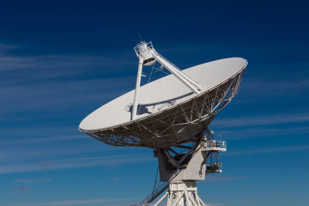 istock Very Large Array centered view of VLA radio antenna dish isolated against a deep blue sky 1131201368