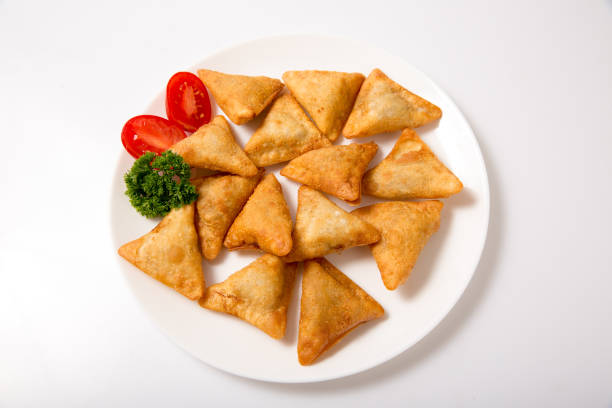 Dumplings with meat on a plate.