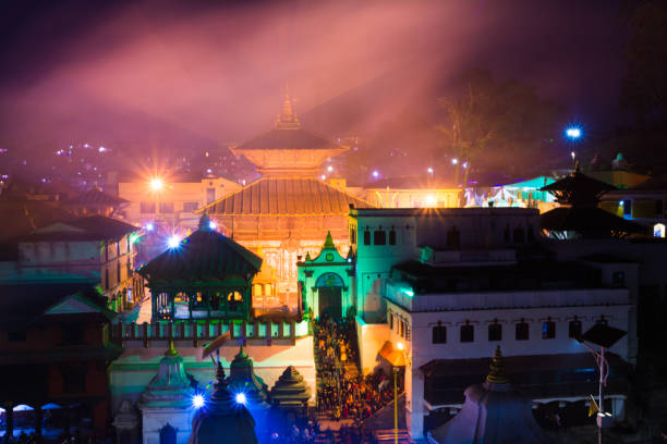 istock Hindu temple Pashupatinath at night light 1131207268