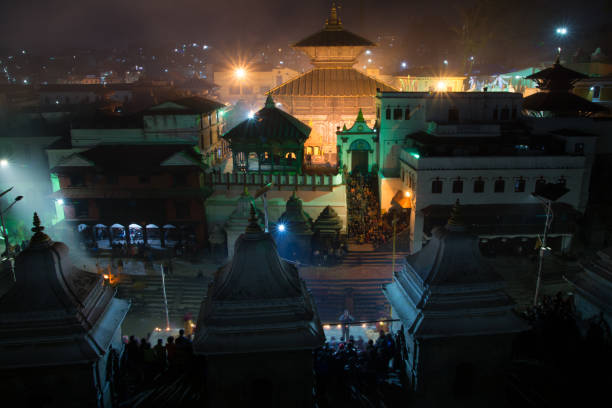 istock Hindu temple Pashupatinath at night light 1131207791