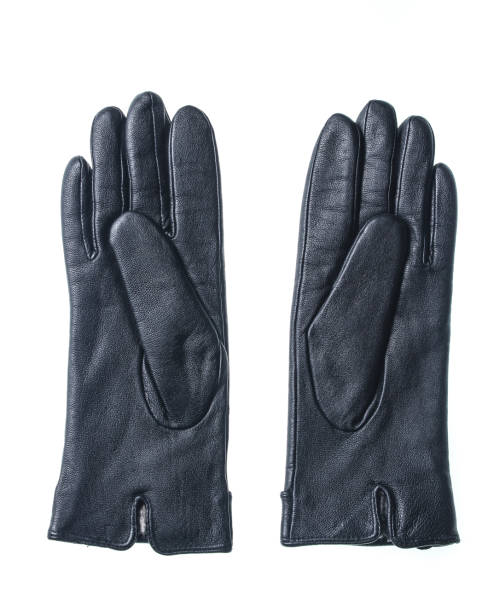 istock Black leather gloves isolated on white background. 1131208355