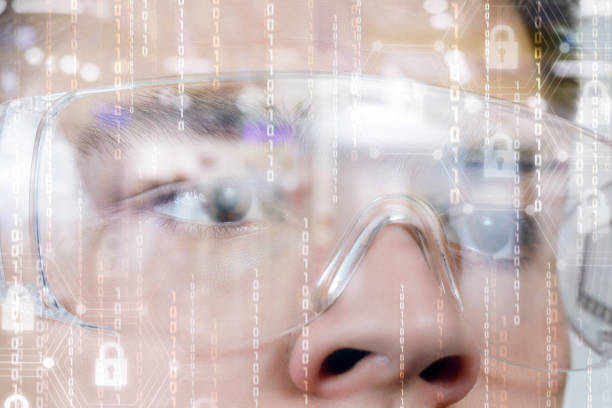 istock A male face in virtual reality glasses. 1131208561