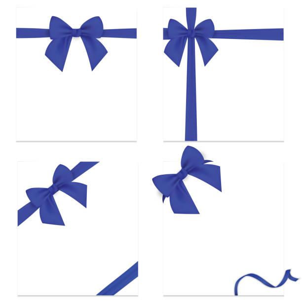 istock Realistic blue bow and ribbon isolated on transparent background. Template for greeting card, poster or brochure. Vector illustration. 1131215159